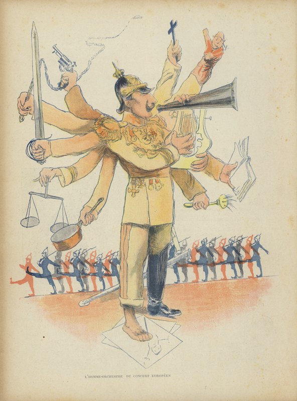 Cesarz Wilhelm II, ilustracja dla Le Rire (kolorowa litografia) autorstwa French School