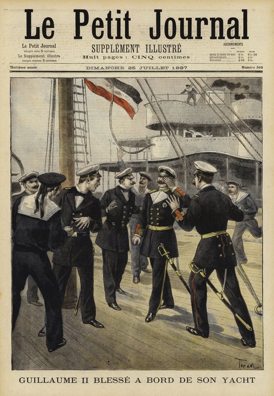 Kaiser Wilhelm II z Niemiec ranny na pokładzie swojego jachtu, 1897 autorstwa French School
