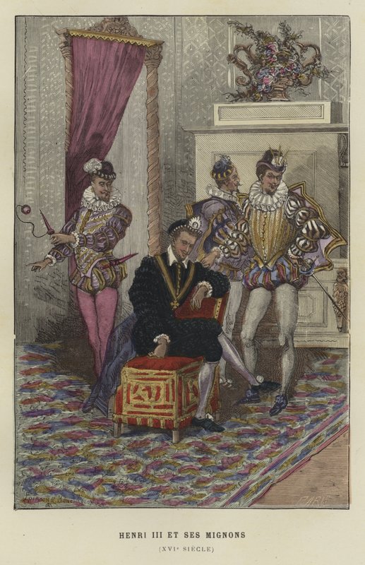 Król Francji Henryk III i jego ulubieńcy, les Mignons, XVI wiek autorstwa French School