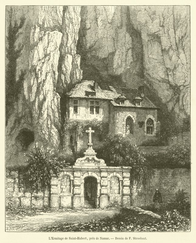 Pustelnia św. Huberta koło Namur (rycina) autorstwa French School