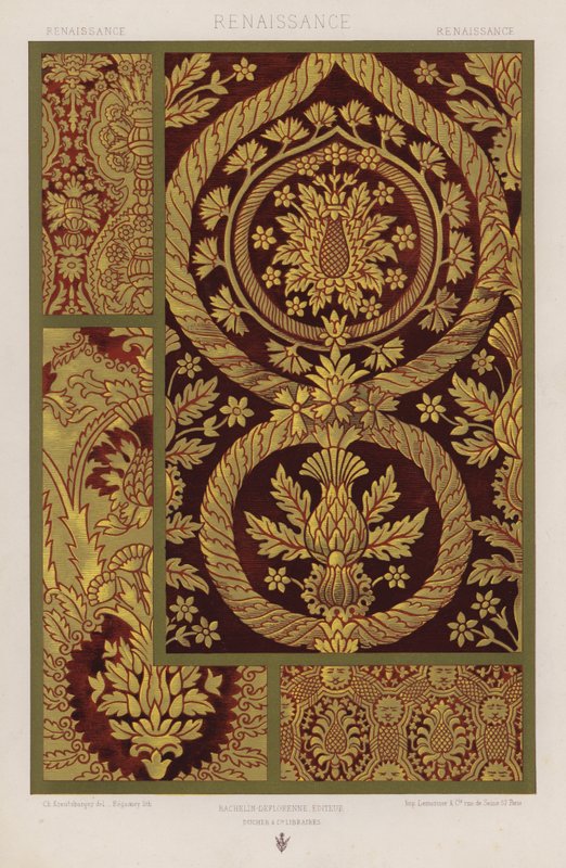 Ornament tkanin: Renaissance (kolor lito) autorstwa French School
