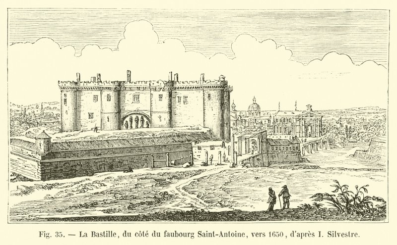 Bastille, od strony Faubourg Saint-Antoine, około 1650, za I Silvestre autorstwa French School