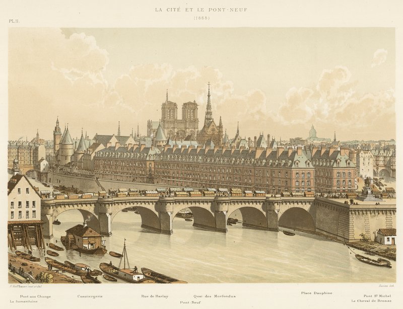 Miasto i Pont-Neuf, 1665 autorstwa French School
