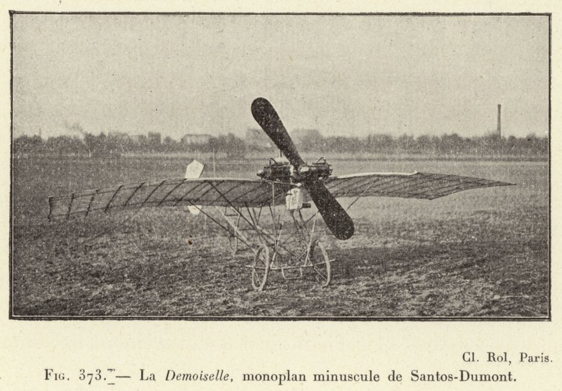La Demoiselle, maleńki jednopłat firmy Santos-Dumont (grafika) autorstwa French School