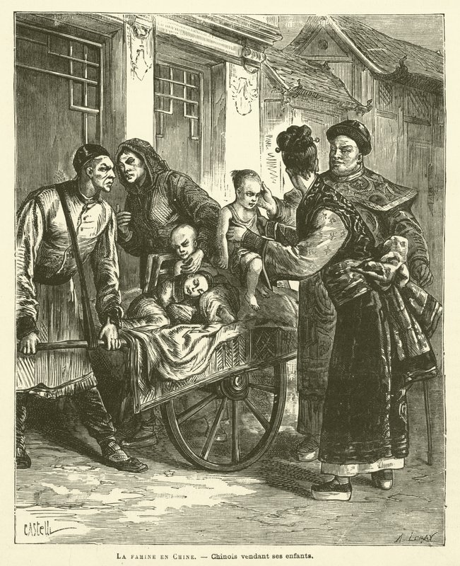 Głód w Chinach (rycina) autorstwa French School