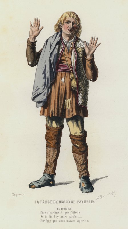 La Farce De Maistre Pathelin (kolorowy grawerunek) autorstwa French School