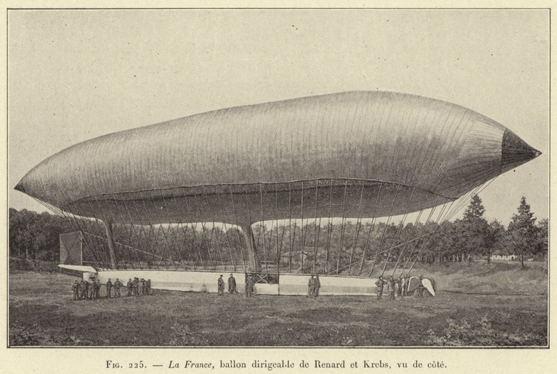 Francja, balon sterowca Renarda i Krebsa widziany z boku (rycina) autorstwa French School