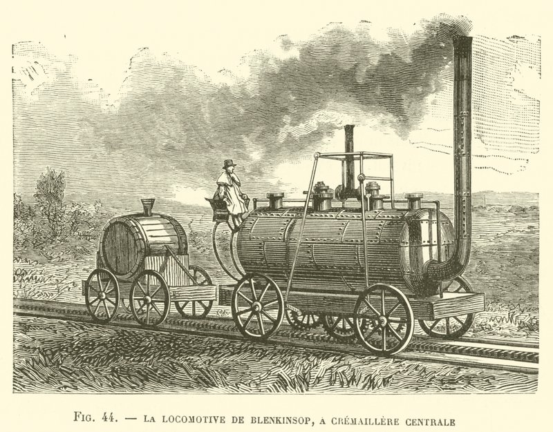 La Locomotive de Blenkinsop, Cremaillere Centrale (grawerowanie) autorstwa French School