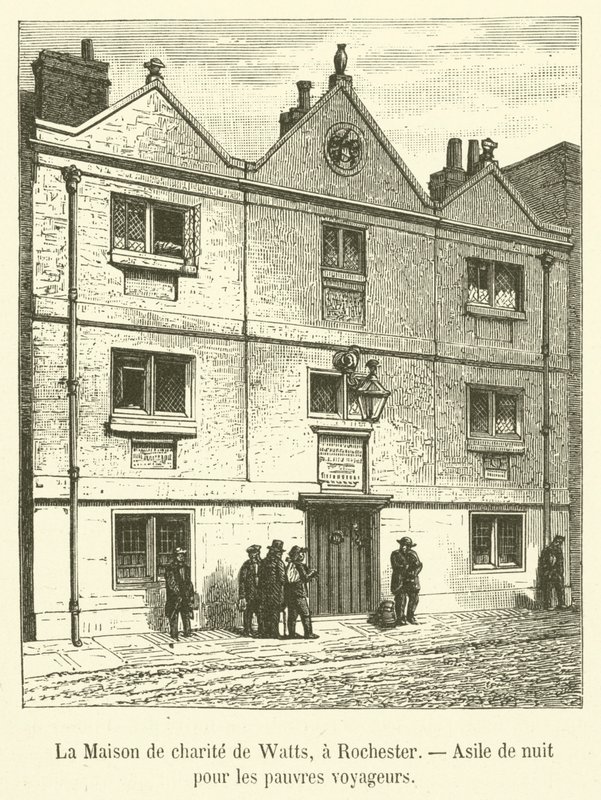 Watts Charity House, Rochester, Nocny Azyl dla Ubogich Podróżnych (grawerunek) autorstwa French School