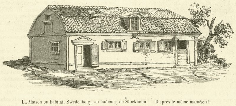 Dom, w którym mieszkał Swedenborg, na przedmieściach Sztokholmu (rycina) autorstwa French School