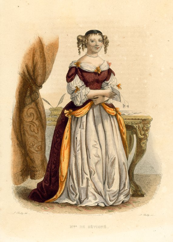La Marquise de Sevigne (kolorowy grawerunek) autorstwa French School