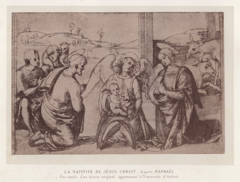Narodzenia Jezusa Chrystusa wg Rafaela Faksymile oryginalnego rysunku z Uniwersytetu Oksfordzkiego (chromolitho) autorstwa French School