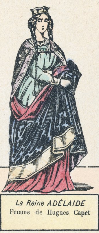 Królowa Adelajda, żona Hugues Capet (kolorowy grawerunek) autorstwa French School