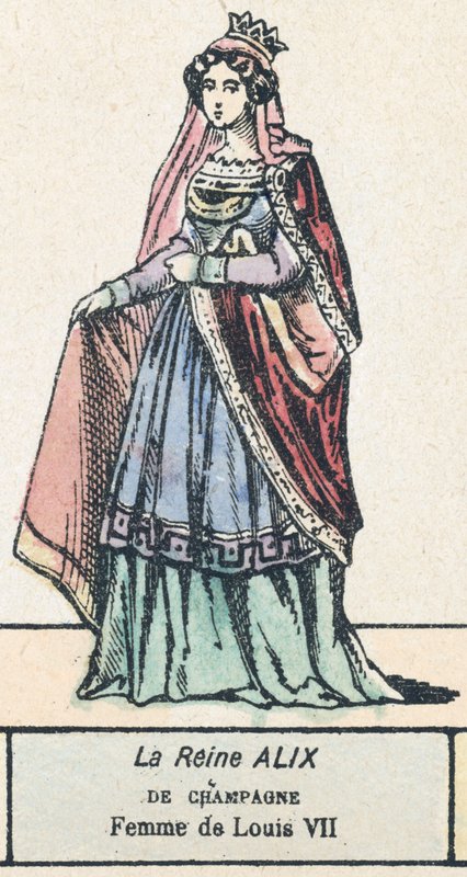 Królowa Szampana Alix, żona Ludwika VII (kolorowy grawerunek) autorstwa French School
