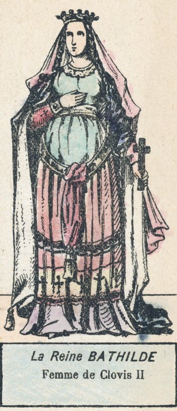 Królowa Bathilde, żona Clovis II (kolorowy grawerunek) autorstwa French School