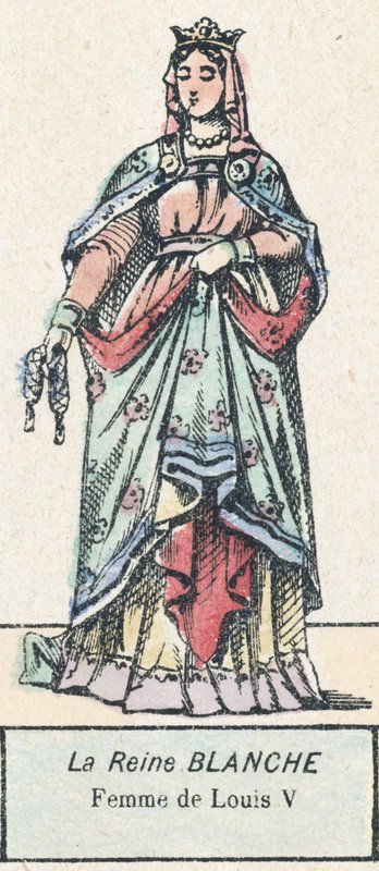 Biała Królowa, żona Ludwika V (kolorowy grawerunek) autorstwa French School