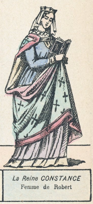 Królowa Konstancja, żona Roberta (kolorowy grawerunek) autorstwa French School