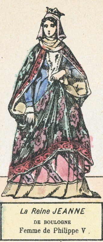 Królowa Joanna Boulogne, żona Filipa V (kolorowa grawerunek) autorstwa French School