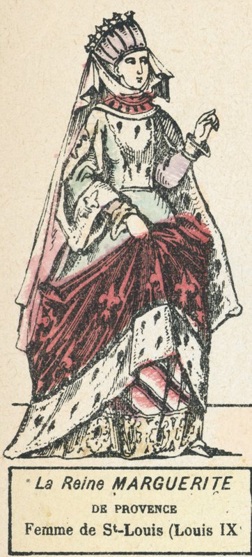 Królowa Małgorzata z Prowansji, żona św. Ludwika (Ludwik IX) (kolorowy grawerunek) autorstwa French School