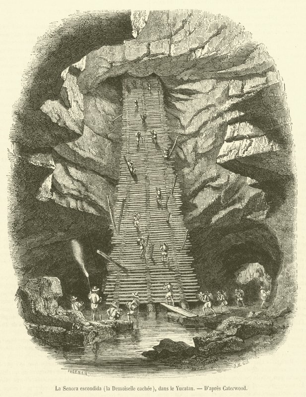 La Senora escondida, ukryta młoda dama, na Jukatanie (grafika) autorstwa French School