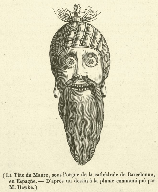 La Tete de Maure, pod organami katedry w Barcelonie, Hiszpania (rycina) autorstwa French School