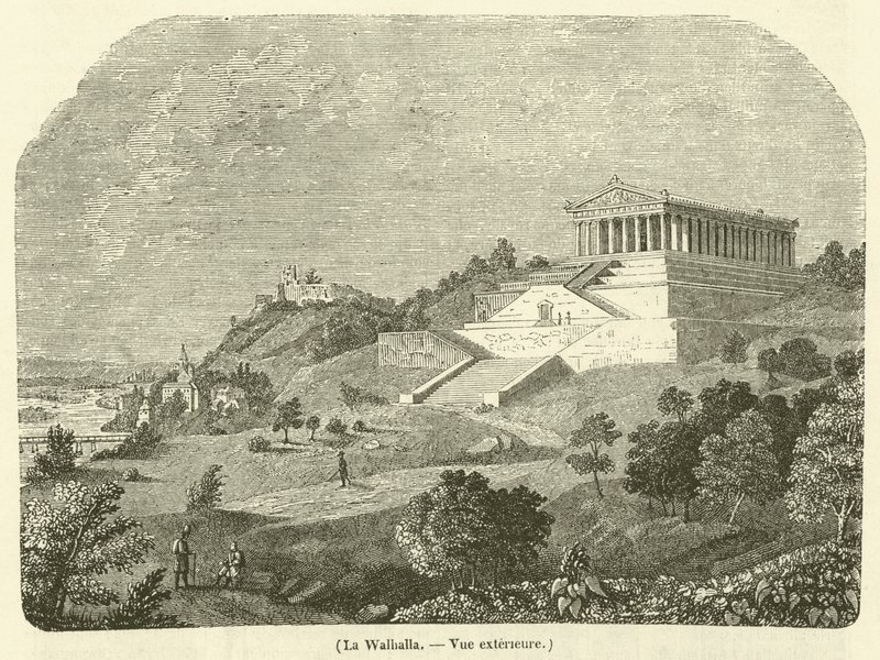 Valhalla, Widok zewnętrzny (grawerowanie) autorstwa French School