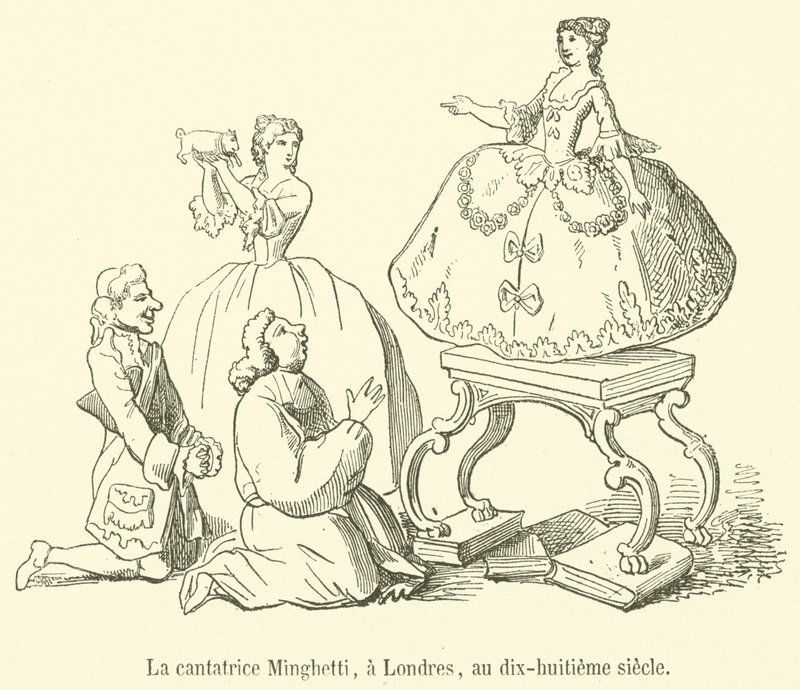 Piosenkarz Minghetti w Londynie w XVIII w. (rycina) autorstwa French School