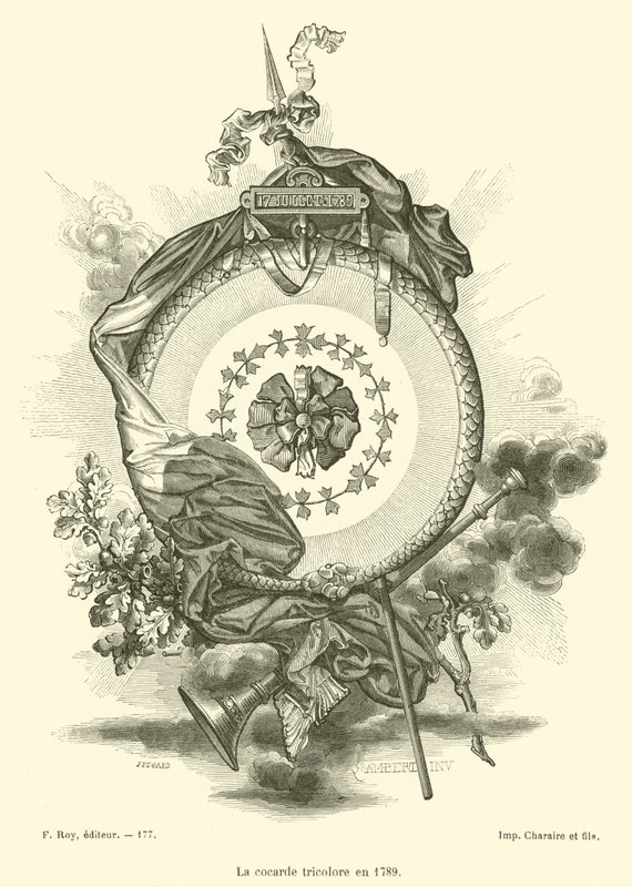 Kokarda trójkolorowa z 1789 r. (grawerowanie) autorstwa French School