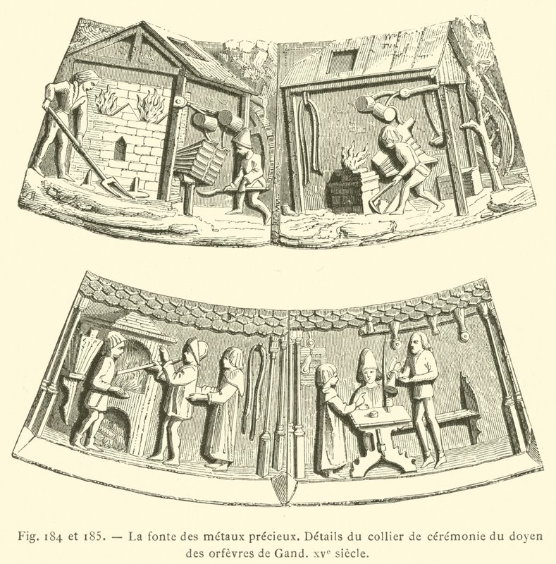 Topienie metali szlachetnych (grawerowanie) autorstwa French School
