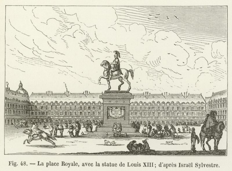 Place Royale z posągiem Ludwika XIII; po Izraelu Sylvestre autorstwa French School