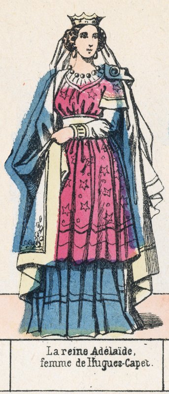 Królowa Adelajda, żona Hugues-Capet (kolorowy grawerunek) autorstwa French School