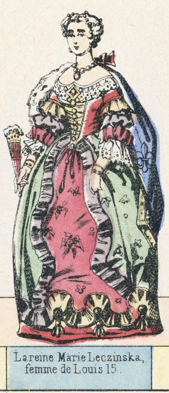 Królowa Maria Leczińska, żona Ludwika 15 (kolorowa rycina) autorstwa French School