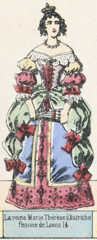 Królowa Maria Teresa Austrii, żona Ludwika 14 (kolorowy grawerunek) autorstwa French School