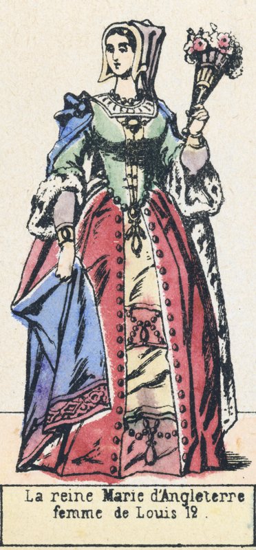 Queen Mary of England, żona Ludwika 12 (kolorowy grawerunek) autorstwa French School
