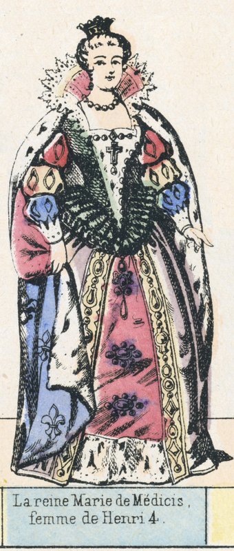 Królowa Maria de Medici, żona Henryka 4 (kolorowy grawerunek) autorstwa French School