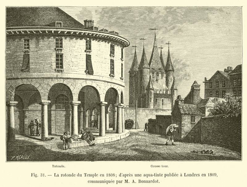 Rotunda Świątyni w 1808 r.; po akwatincie opublikowanej w Londynie w 1809, zakomunikowanej przez MA Bonnardot autorstwa French School