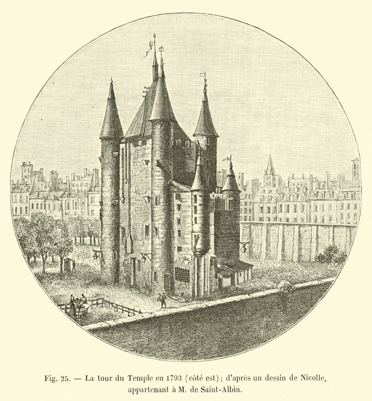 Wieża Świątyni z 1793 r., strona wschodnia; z rysunku Nicolle; należący do pana de Saint-Albin autorstwa French School