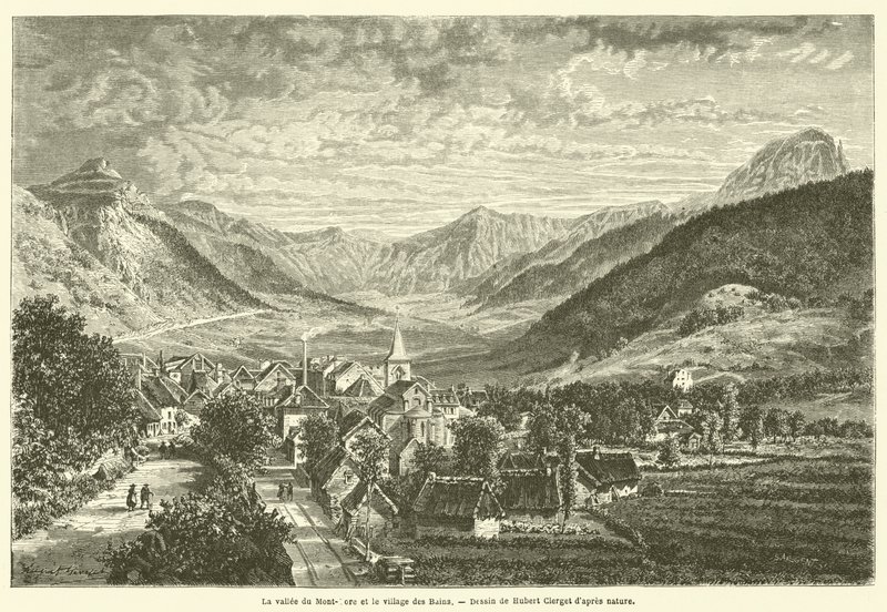 Dolina Mont-Dore i wieś Les Bains (rycina) autorstwa French School