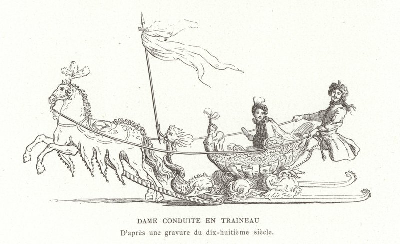 Kobieta podróżująca saniami, Francja, XVIII wiek autorstwa French School