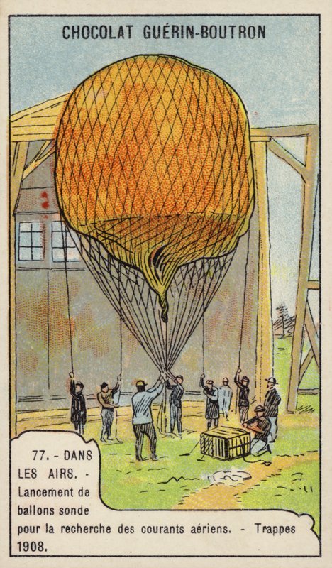 Wystrzelenie balonów meteorologicznych do pomiaru prądów powietrznych, Trappes, Francja autorstwa French School
