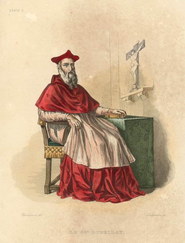 Le Cardinal Dubellay (kolorowy grawerunek) autorstwa French School