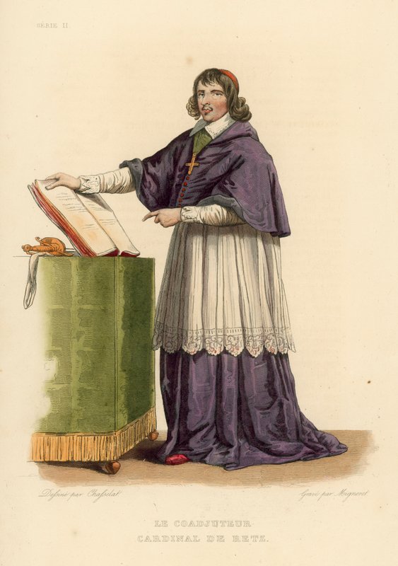 Koadiutor kardynał de Retz (kolorowy grawerunek) autorstwa French School