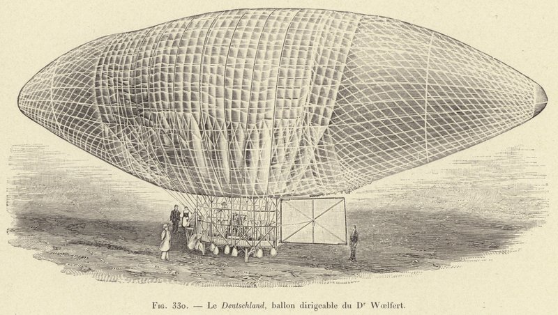 Deutschland, balon sterowca dr Woelferta (rycina) autorstwa French School