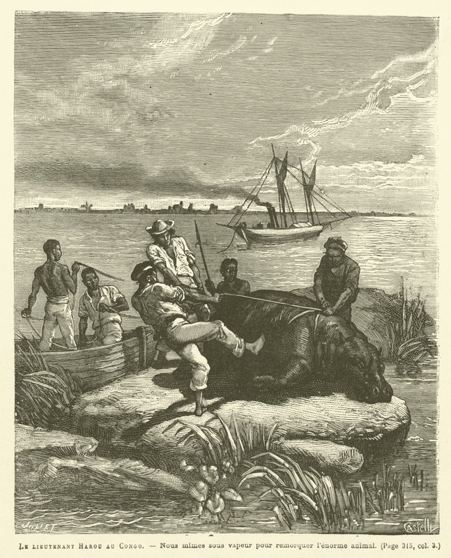 Porucznik Harou w Kongo (grawerowanie) autorstwa French School