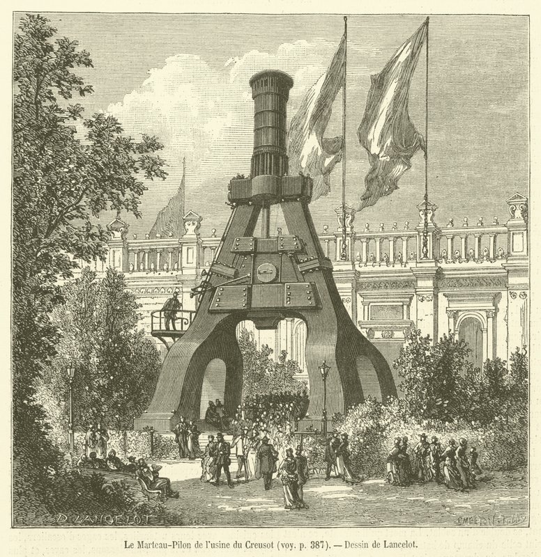 Tłuczek Młot z fabryki Creusot (grawerowanie) autorstwa French School