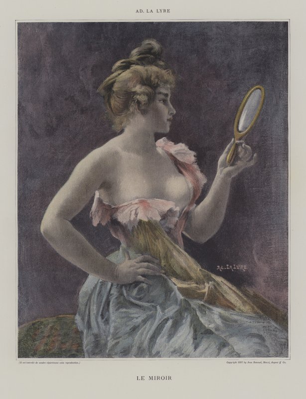 Le Miroir (Lustro) (kolor lito) autorstwa French School