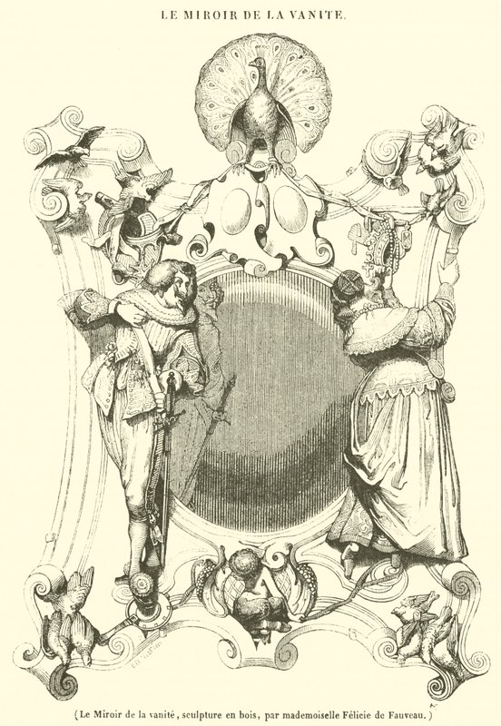 Lustro próżności, rzeźba drewniana (grafika) autorstwa French School