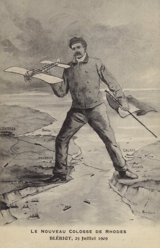 The New Colossus of Rhodes, Bleriot, 25 lipca 1909 (lito) autorstwa French School
