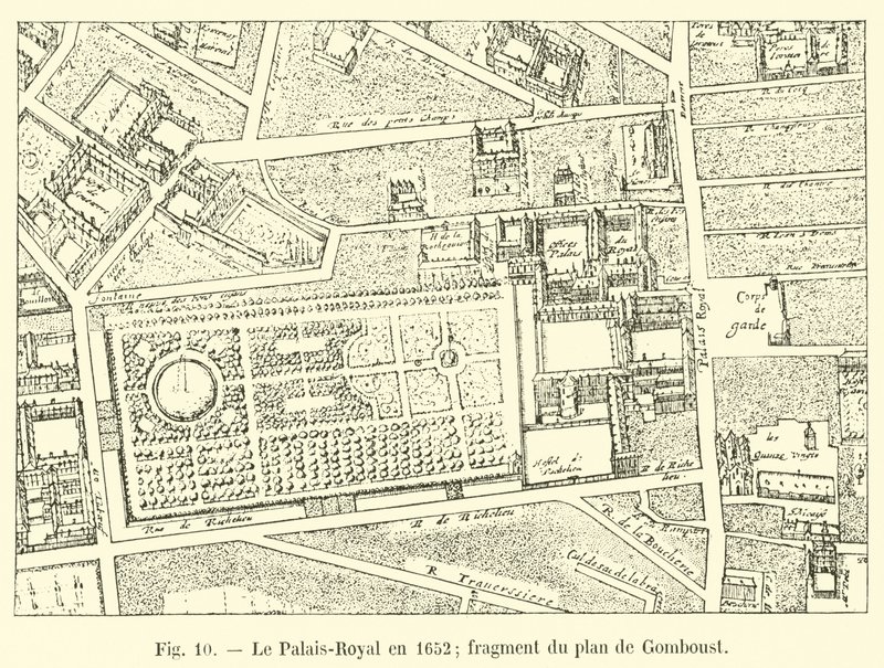 Palais-Royal w 1652 r.; fragment planu Gomboust autorstwa French School