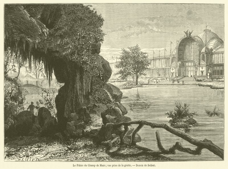 Palais du Champ de Mars, widok z jaskini (rycina) autorstwa French School